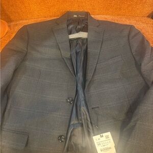 Zara Men's Dark Gray Patterned Blazer